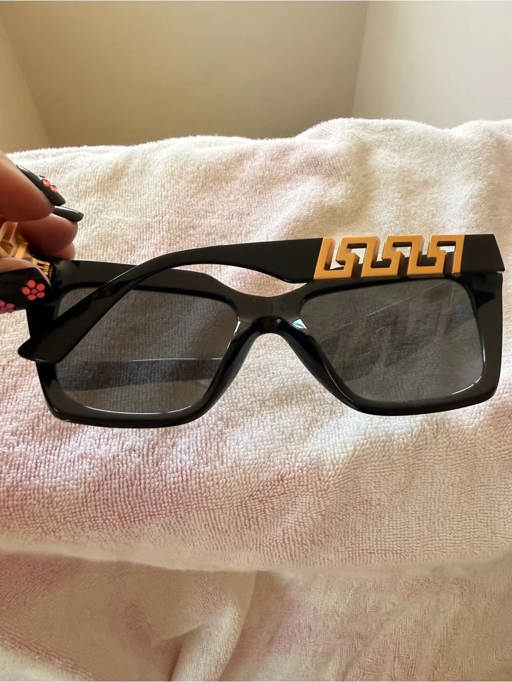 Versace Black Cat-Eye Sunglasses with Gold Accents